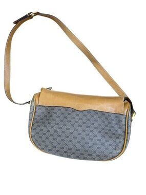 Gucci Micro GG Monogram Adjustable Shoulder Canvas Bag Beige Tan Crossbody Vtg